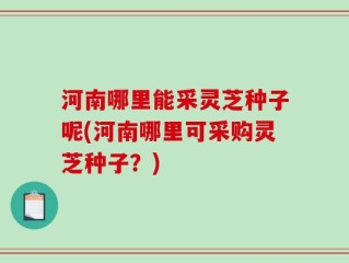 河南哪里能采灵芝种子呢(河南哪里可采购灵芝种子？)
