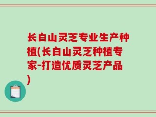 长白山灵芝专业生产种植(长白山灵芝种植专家-打造优质灵芝产品)