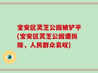 宝安区灵芝公园被铲平(宝安区灵芝公园遭拆除，人民群众哀叹)