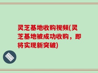 灵芝基地收购视频(灵芝基地被成功收购，即将实现新突破)