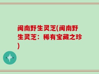 闽南野生灵芝(闽南野生灵芝：稀有宝藏之珍)