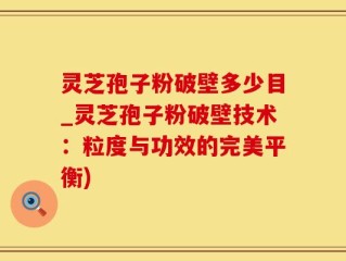 灵芝孢子粉破壁多少目_灵芝孢子粉破壁技术：粒度与功效的完美平衡)
