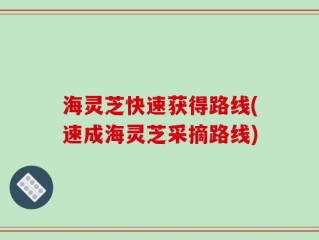 海灵芝快速获得路线(速成海灵芝采摘路线)