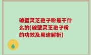 破壁灵芝孢子粉是干什么的(破壁灵芝孢子粉的功效及用途解析)