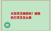 大型灵芝破壁机？破壁机打灵芝怎么做