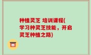 种植灵芝 培训课程(学习种灵芝技能，开启灵芝种植之路)