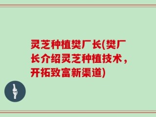灵芝种植樊厂长(樊厂长介绍灵芝种植技术，开拓致富新渠道)
