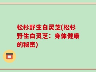 松杉野生白灵芝(松杉野生白灵芝：身体健康的秘密)