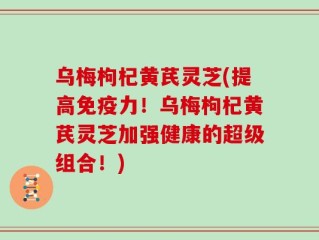 乌梅枸杞黄芪灵芝(提高免疫力！乌梅枸杞黄芪灵芝加强健康的超级组合！)