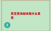 灵芝煲汤秘诀是什么意思