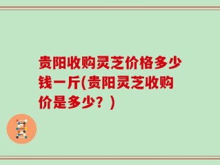 贵阳收购灵芝价格多少钱一斤(贵阳灵芝收购价是多少？)