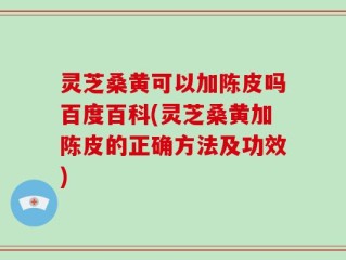 灵芝桑黄可以加陈皮吗百度百科(灵芝桑黄加陈皮的正确方法及功效)