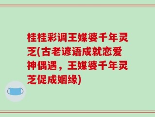 桂桂彩调王媒婆千年灵芝(古老谚语成就恋爱神偶遇，王媒婆千年灵芝促成姻缘)
