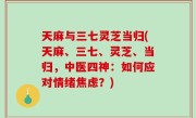 天麻与三七灵芝当归(天麻、三七、灵芝、当归，中医四神：如何应对情绪焦虑？)