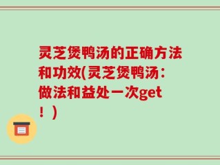 灵芝煲鸭汤的正确方法和功效(灵芝煲鸭汤：做法和益处一次get！)