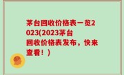 茅台回收价格表一览2023(2023茅台回收价格表发布，快来查看！)
