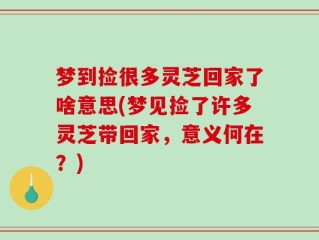 梦到捡很多灵芝回家了啥意思(梦见捡了许多灵芝带回家，意义何在？)