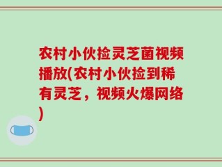 农村小伙捡灵芝菌视频播放(农村小伙捡到稀有灵芝，视频火爆网络)