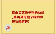泰山灵芝孢子粉的功效_泰山灵芝孢子粉的神奇功效解析)