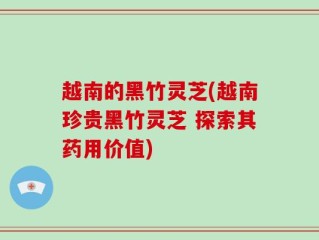 越南的黑竹灵芝(越南珍贵黑竹灵芝 探索其药用价值)