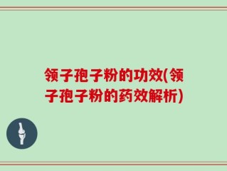 领子孢子粉的功效(领子孢子粉的药效解析)