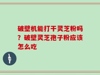 破壁机能打干灵芝粉吗？破壁灵芝孢子粉应该怎么吃