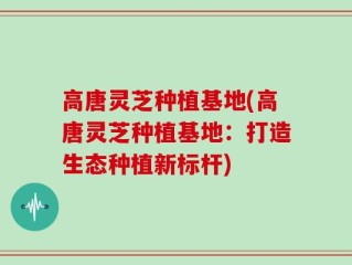 高唐灵芝种植基地(高唐灵芝种植基地：打造生态种植新标杆)