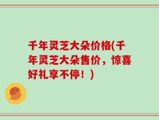 千年灵芝大朵价格(千年灵芝大朵售价，惊喜好礼享不停！)