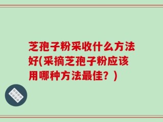 芝孢子粉采收什么方法好(采摘芝孢子粉应该用哪种方法最佳？)