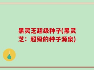 黑灵芝超级种子(黑灵芝：超级的种子源泉)