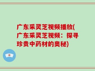 广东采灵芝视频播放(广东采灵芝视频：探寻珍贵中药材的奥秘)