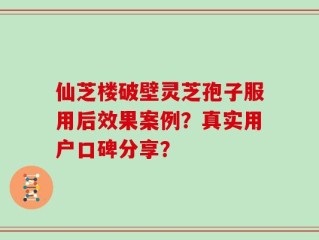 仙芝楼破壁灵芝孢子服用后效果案例？真实用户口碑分享？