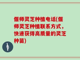 偃师灵芝种植电话(偃师灵芝种植联系方式，快速获得高质量的灵芝种苗)