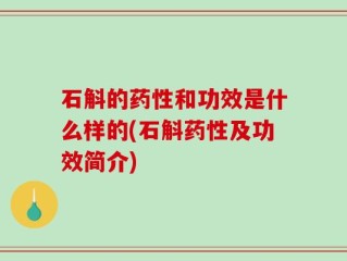 石斛的药性和功效是什么样的(石斛药性及功效简介)