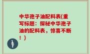 中华孢子油配料表(重写标题：探秘中华孢子油的配料表，惊喜不断！)