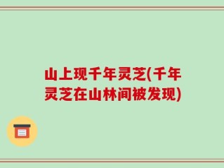 山上现千年灵芝(千年灵芝在山林间被发现)