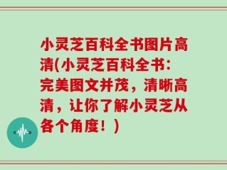 小灵芝百科全书图片高清(小灵芝百科全书：完美图文并茂，清晰高清，让你了解小灵芝从各个角度！)