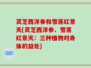 灵芝西洋参和雪莲红景天(灵芝西洋参、雪莲红景天：三种植物对身体的益处)