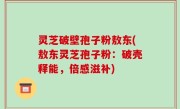 灵芝破壁孢子粉敖东(敖东灵芝孢子粉：破壳释能，倍感滋补)