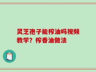 灵芝孢子能榨油吗视频教学？榨香油做法