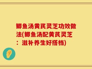 鲫鱼汤黄芪灵芝功效做法(鲫鱼汤配黄芪灵芝：滋补养生好搭档)