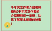千年灵芝作者介绍视频播放(千年灵芝作者的介绍视频逐一呈现，让你了解草本健康的秘密)