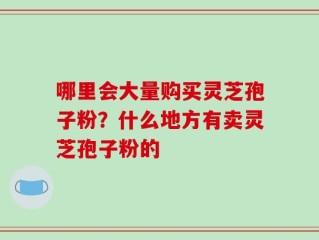 哪里会大量购买灵芝孢子粉？什么地方有卖灵芝孢子粉的