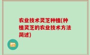 农业技术灵芝种植(种植灵芝的农业技术方法简述)