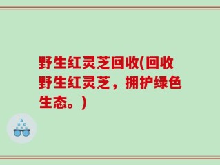 野生红灵芝回收(回收野生红灵芝，拥护绿色生态。)