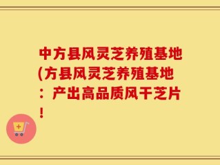 中方县风灵芝养殖基地(方县风灵芝养殖基地：产出高品质风干芝片！