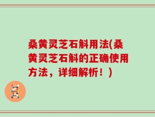 桑黄灵芝石斛用法(桑黄灵芝石斛的正确使用方法，详细解析！)