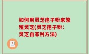 如何用灵芝孢子粉来繁殖灵芝(灵芝孢子粉：灵芝自家种方法)