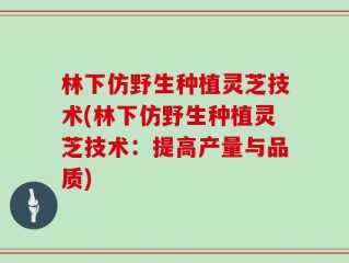 林下仿野生种植灵芝技术(林下仿野生种植灵芝技术：提高产量与品质)