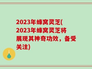 2023年蜂窝灵芝(2023年蜂窝灵芝将展现其神奇功效，备受关注)